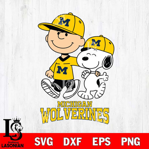 Michigan Wolverines Peanuts Snoopy Friends SVG DXF EPS PNG FILE,Snoopy File Cut, NCAA Digital Download,Instant Download,Christmas Silhouette
