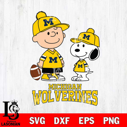 Michigan Wolverines Peanuts Snoopy Friends Football SVG DXF EPS PNG FILE,Snoopy File Cut, NCAA Digital Download,Instant Download,Christmas Silhouette