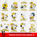 Michigan Wolverines Peanuts Snoopy Player NCAA Bundle 12 SVG DXF EPS PNG FILE,Snoopy File Cut, bundle NCAA Digital Download,Instant Download, Silhouette