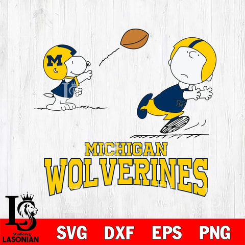 Michigan Wolverines Peanuts play football SVG DXF EPS PNG FILE,Snoopy File Cut, NCAA Digital Download,Instant Download,Christmas Silhouette