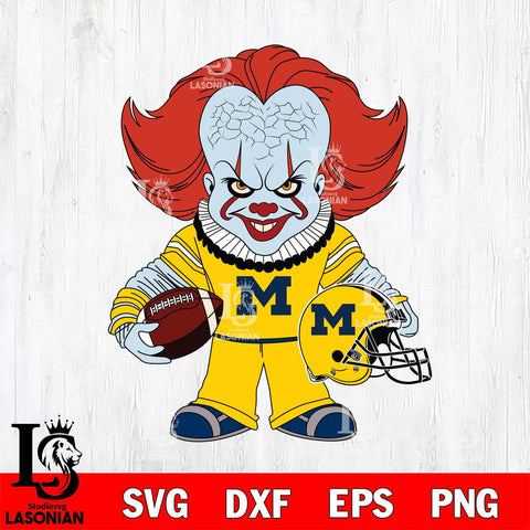 Michigan Wolverines Pennywise Horror Sport Svg Eps Dxf Png File, Digital Download