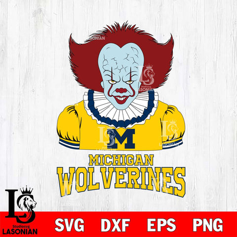 Michigan Wolverines Pennywise Horror Sport 5 Svg Eps Dxf Png File, Digital Download