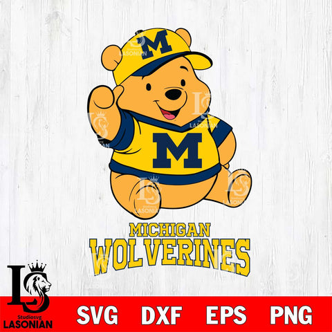 Michigan Wolverines Pooh Bear Disney, Svg Eps Dxf Png File, Digital Download