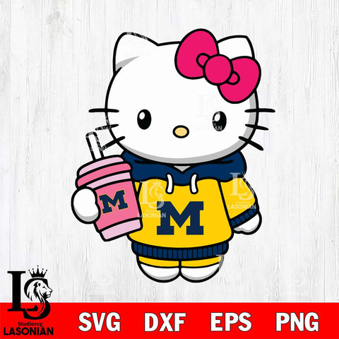 Michigan Wolverines Pretty Hello Kitty Svg Eps Dxf Png File, Digital Download, Instant Download