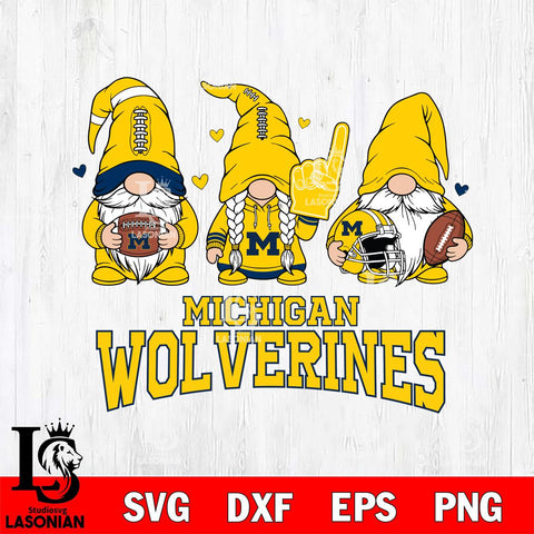 Michigan Wolverines Rugby Gnome File Cut, NCAA SVG, Digital Download , Criucut , Silhouette