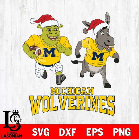 Michigan Wolverines Shrek and Donkey Football Cricut,Christmas SVG DXF EPS PNG FILE, NCAA Digital Download,Instant Download, Silhouette