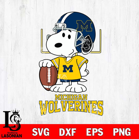 Michigan Wolverines Snoopy Player Football SVG DXF EPS PNG FILE,Snoopy File Cut, NCAA Digital Download,Instant Download,Christmas Silhouette