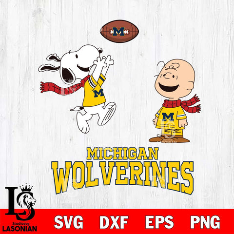 Michigan Wolverines Snoopy & Charlie Brown Football Cricut,Christmas SVG DXF EPS PNG FILE, NCAA Digital Download,Instant Download, Silhouette
