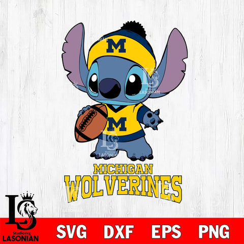 Michigan Wolverines Stitch Disney, Svg Eps Dxf Png File, Digital Download