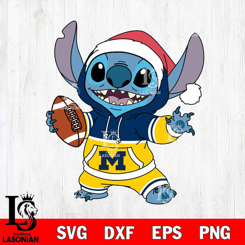 Michigan Wolverines Stitch Football Christmas File Cut, NCAA SVG DXF EPS PNG FILE, Digital Download , Criucut , Silhouette