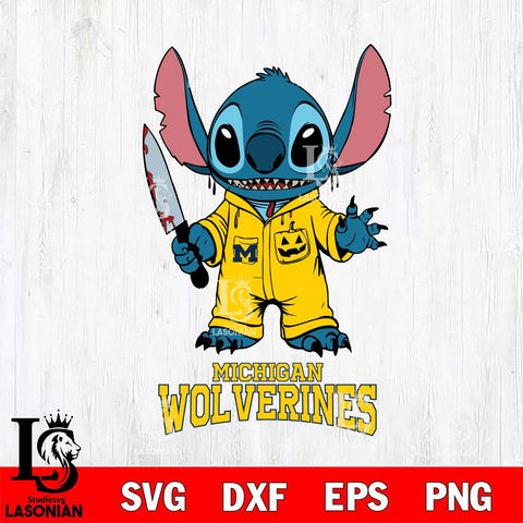 Michigan Wolverines Stitch Horror 2 Svg Eps Dxf Png File, NCAA svg, Digital Download, Instant Download