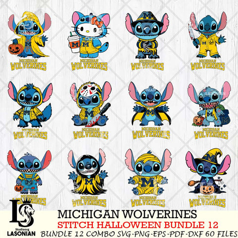 Michigan Wolverines Stitch Horror Bundle 12 SVG Svg Eps Dxf Png File, NCAA svg, Digital Download, Instant Download