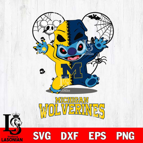 Michigan Wolverines Stitch Horror Halloween 2 Svg Eps Dxf Png File, Digital Download, Instant Download