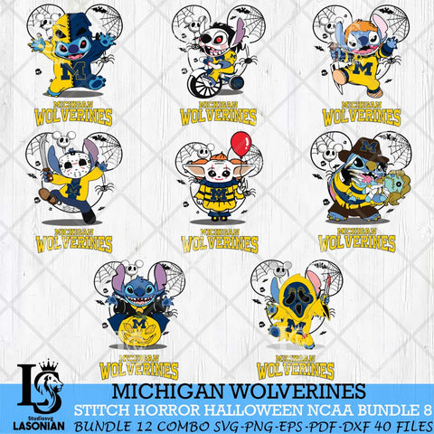 Michigan Wolverines Stitch Horror Halloween Bundle NCAA Svg Eps Dxf Png File, Digital Download, Instant Download