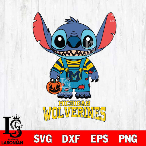 Michigan Wolverines Stitch Horror Halloween Svg Eps Dxf Png File, NCAA svg, Digital Download, Instant Download