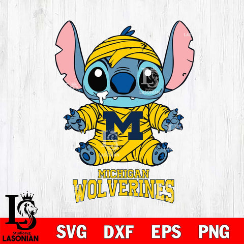 Michigan Wolverines Stitch Mummy Svg Eps Dxf Png File, NCAA svg, Digital Download, Instant Download