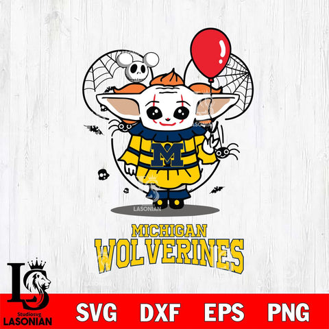 Michigan Wolverines Stitch Pennywise Halloween Svg Eps Dxf Png File, Digital Download, Instant Download