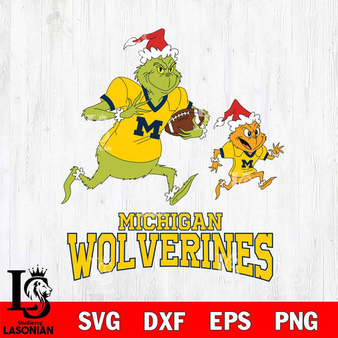Michigan Wolverines The Grinch & Max Football Cricut,Christmas SVG DXF EPS PNG FILE, NCAA Digital Download,Instant Download, Silhouette