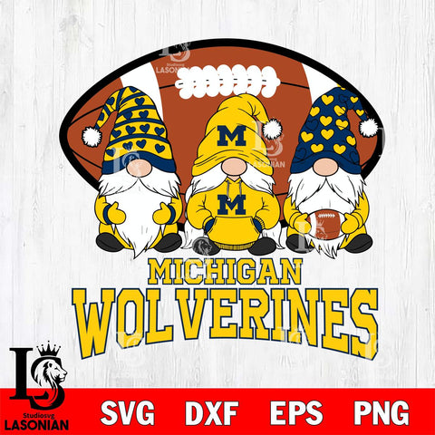 Michigan Wolverines Three Gnome Football File Cut, NCAA SVG, Digital Download , Criucut , Silhouette