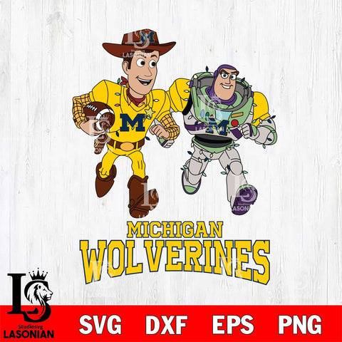 Michigan Wolverines Woody & Buzz Lightyear Football Cricut,Christmas SVG DXF EPS PNG FILE, NCAA Digital Download,Instant Download, Silhouette