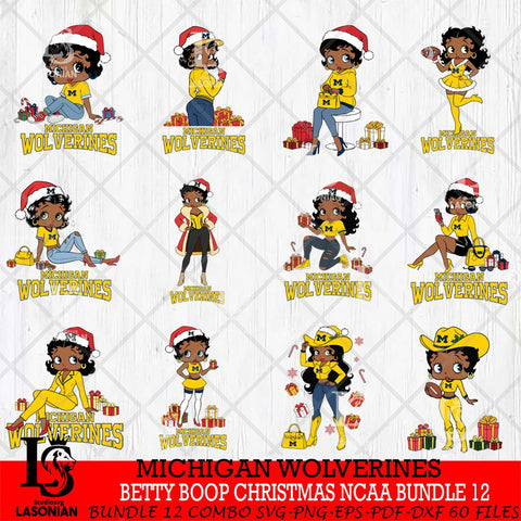 Michigan Wolverines  Betty Boop Christmas NCAA Bundle File Cut, Bundle NCAA SVG DXF EPS PNG PDF File, Digital Download , Criucut , Silhouette