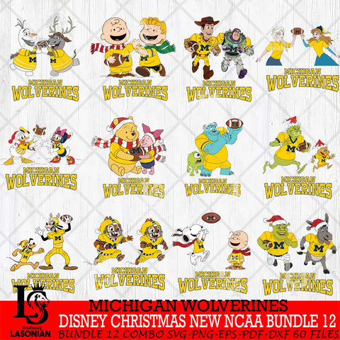 Michigan Wolverines  Disney Christmas New NCAA Bundle 12 Cricut,Christmas SVG DXF EPS PNG FILE, BUNDLE NCAA Digital Download,Instant Download, Silhouette