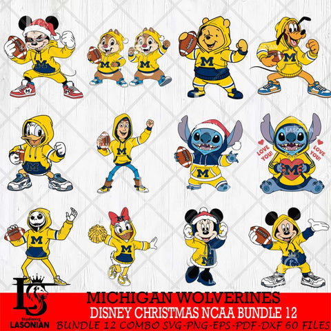 Michigan Wolverines  Disney christmas NCAA Bundle File Cut, Bundle NCAA SVG DXF EPS PNG FILE, Digital Download , Criucut , Silhouette