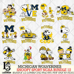 Michigan Wolverines  Snoopy NCAA Bundle 12 SVG Svg Eps Dxf Png File, Digital Download