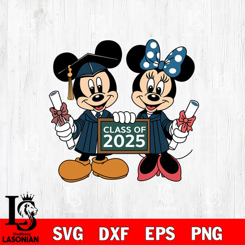 Mickey Minnie Class Of 2025 SVG DXF EPS PNG FILE, Graduation File Cut,Digital Download,Instant Download,Disney Svg Files