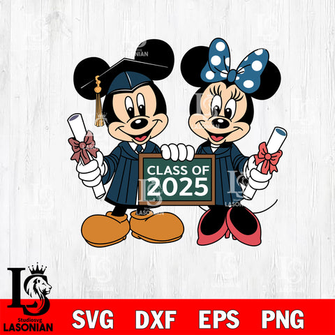 Mickey Minnie Graduation  2025 SVG DXF EPS PNG FILE, File Cut,NFL Digital Download,Instant Download, Silhouette