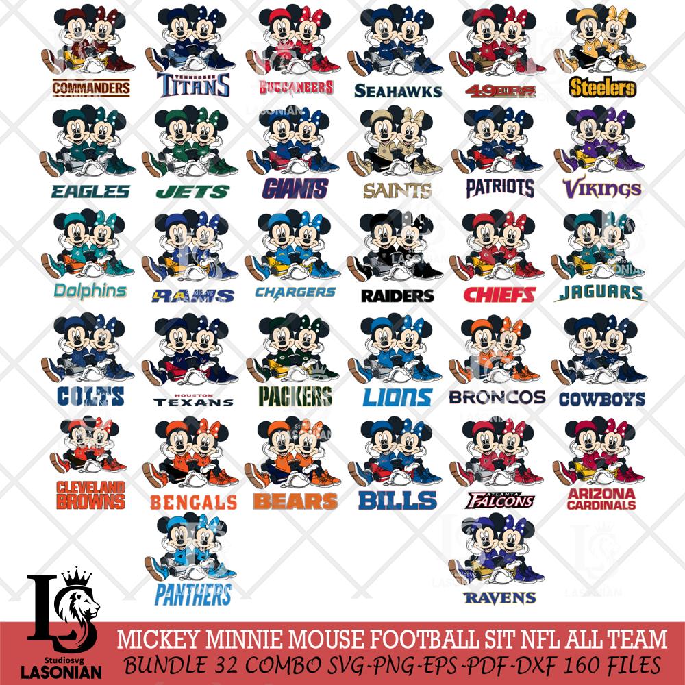 Mickey Minnie Mouse Football Sit NFL ALL TEAM – lasoniansvg