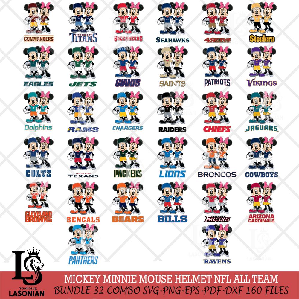 Mickey Minnie Mouse Helmet NFL ALL TEAM – lasoniansvg