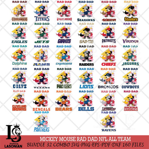 Mickey Mouse Rad Dad NFL SVG DXF EPS PNG FILE, BIG BUNDLE Disney Father day File Cut,Digital Download,Instant Download,Disney Svg Files