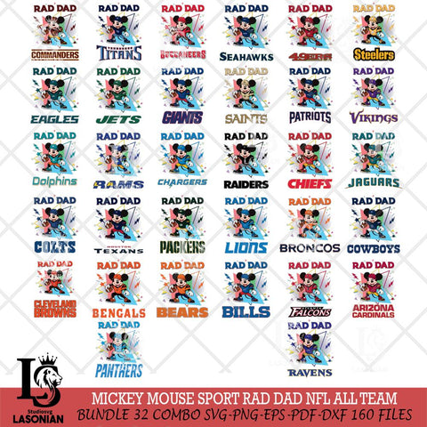 Mickey Mouse Sport Rad Dad NFL SVG DXF EPS PNG FILE, BIG BUNDLE Disney Father day File Cut,Digital Download,Instant Download,Disney Svg Files