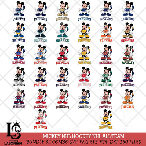 Mickey NHL Hockey Big Bundle SVG DXF EPS PNG FILE,NHL Bundle File Cut,Disney Digital Download,Instant Download, Silhouette