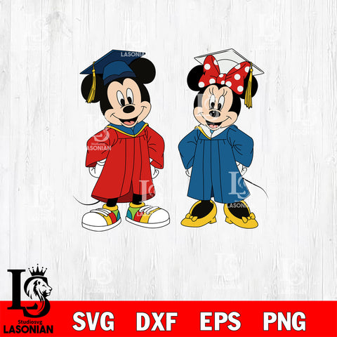 Mickey and Minnie Graduation SVG DXF EPS PNG FILE, Graduation File Cut,Digital Download,Instant Download,Disney Svg Files