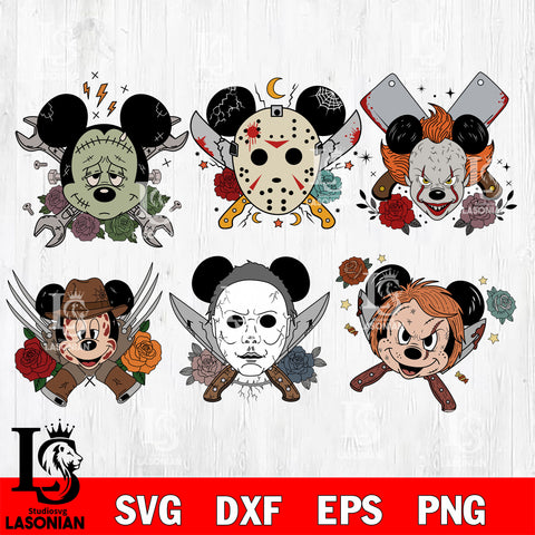 Mickey bundle horror SVG DXF EPS PNG FILE, Halloween File Cut, Digital Download,Instant Download, Silhouette,Horror Cricut