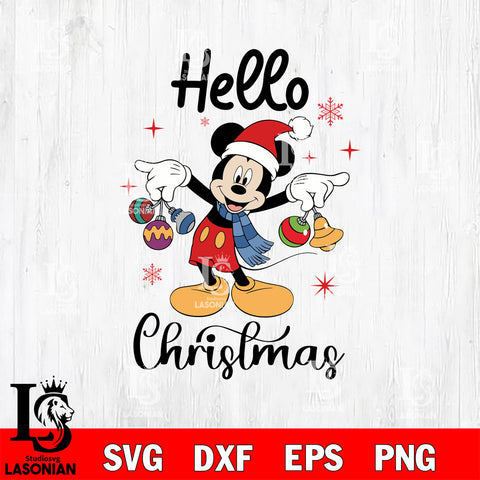 Mickey hello Christmas SVG DXF EPS PNG FILE, Disney svg ,Christmas Digital Download,Instant Download, Silhouette