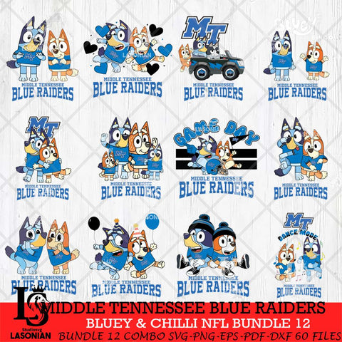 Middle Tennessee Blue Raiders Bluey & Bingo Bundle 12 SVG Svg Eps Dxf Png File, Bundle NCAA svg, Digital Download, Instant Download