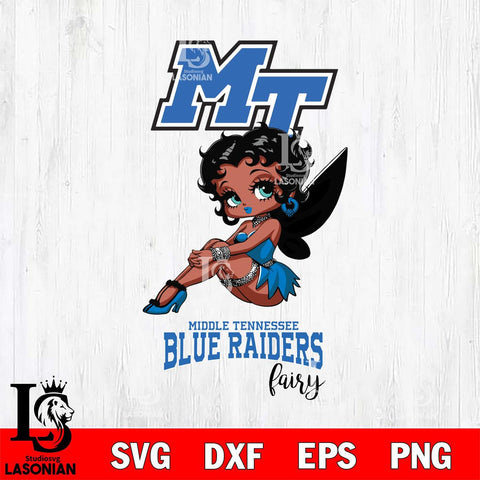 Middle Tennessee Blue Raiders Beauty Black Fairy Betty Boop, Svg Eps Dxf Png File, Digital Download