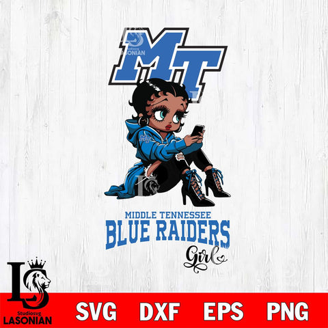 Middle Tennessee Blue Raiders Beauty Black Fan Girl Football, Svg Eps Dxf Png File, Digital Download