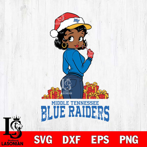 Middle Tennessee Blue Raiders Betty Boop Back File Cut, NCAA SVG DXF EPS PNG PDF File, Digital Download , Criucut , Silhouette