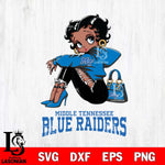 Middle Tennessee Blue Raiders Betty Boop Black Fan Girl Svg Eps Dxf Png File, Digital Download, Instant Download