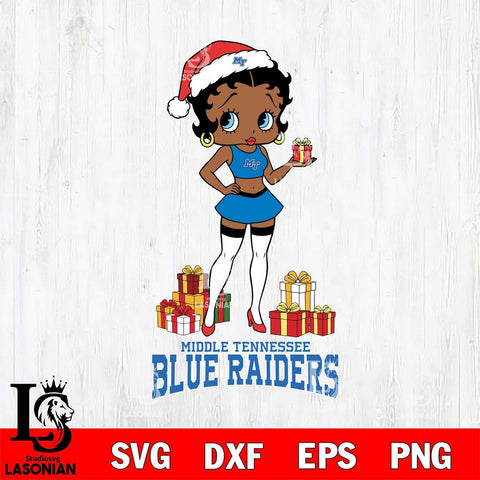 Middle Tennessee Blue Raiders Betty Boop Christmas Gift File Cut, NCAA SVG DXF EPS PNG PDF File, Digital Download , Criucut , Silhouette