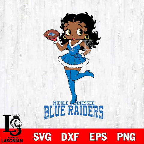 Middle Tennessee Blue Raiders Betty Boop Christmas Rugby File Cut, NCAA SVG DXF EPS PNG PDF File, Digital Download , Criucut , Silhouette