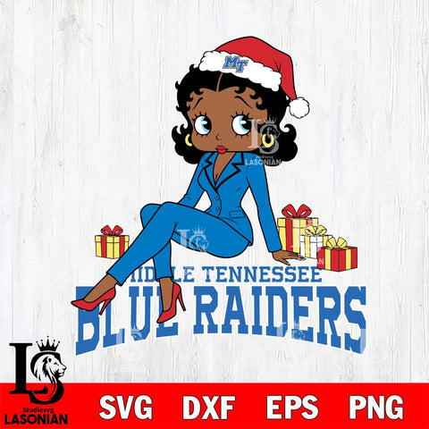 Middle Tennessee Blue Raiders Betty Boop Christmas fan File Cut, NCAA SVG DXF EPS PNG PDF File, Digital Download , Criucut , Silhouette