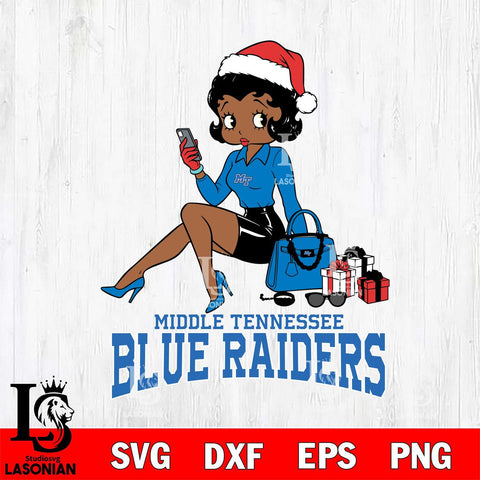 Middle Tennessee Blue Raiders Betty Boop Phone File Cut, NCAA SVG DXF EPS PNG PDF File, Digital Download , Criucut , Silhouette
