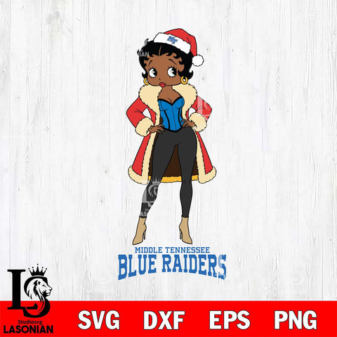 Middle Tennessee Blue Raiders Betty Boop Queen File Cut, NCAA SVG DXF EPS PNG PDF File, Digital Download , Criucut , Silhouette