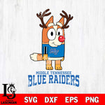 Middle Tennessee Blue Raiders Bluey Chilli Christmas Deer Svg Eps Dxf Png File, Digital Download