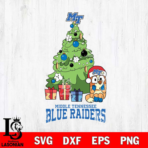 Middle Tennessee Blue Raiders Bluey Chilli Christmas Tree Svg Eps Dxf Png File, Digital Download